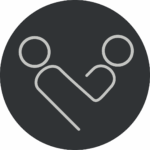 Ein Kreis mit einem Icon. Das Icon zeigt zwei abstrahierte Menschen die miteinander verbunden sind so ein Herz ergeben.