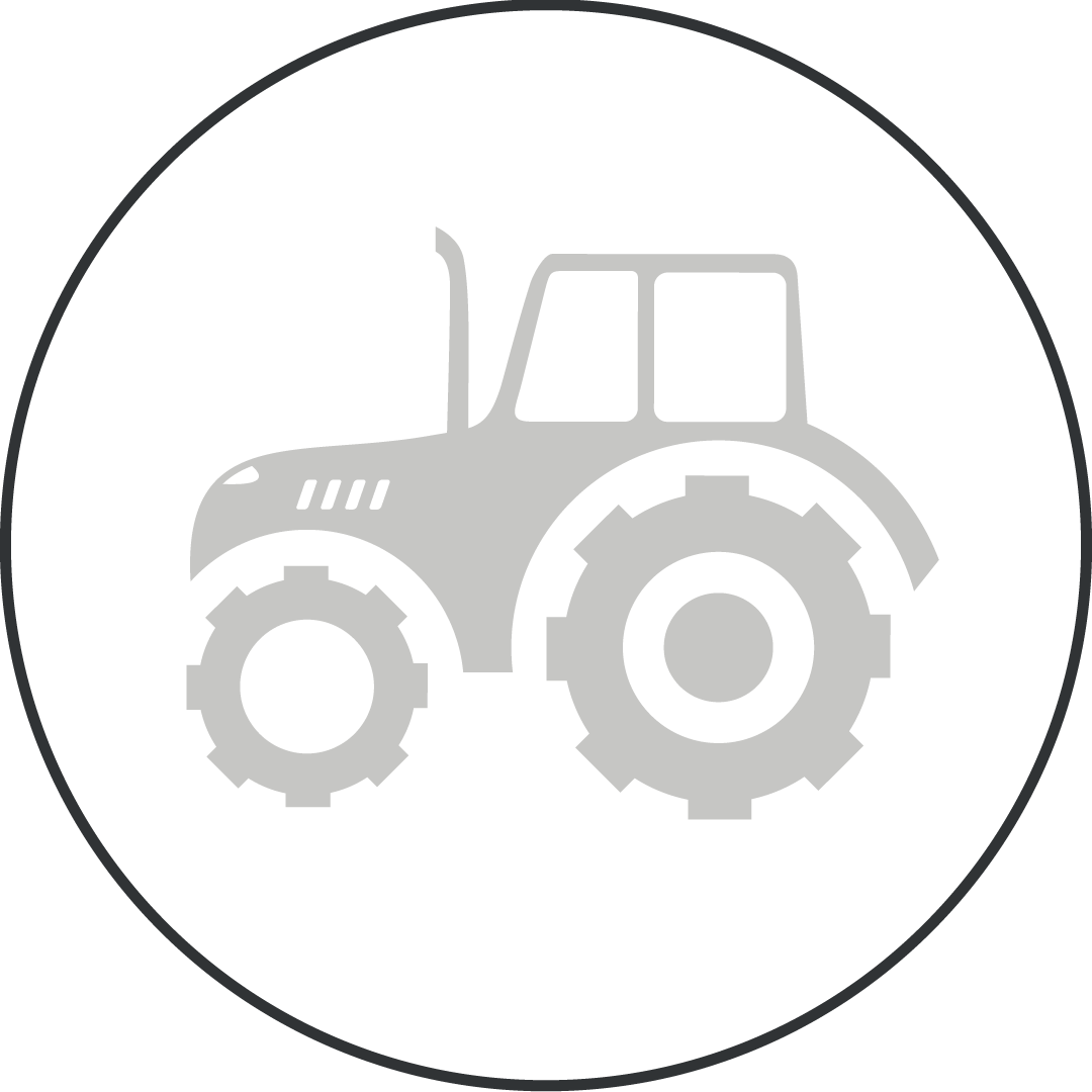 Icon eines Treckers der Sinnbildlich für die Branche Kommunal- und Agrartechnik steht