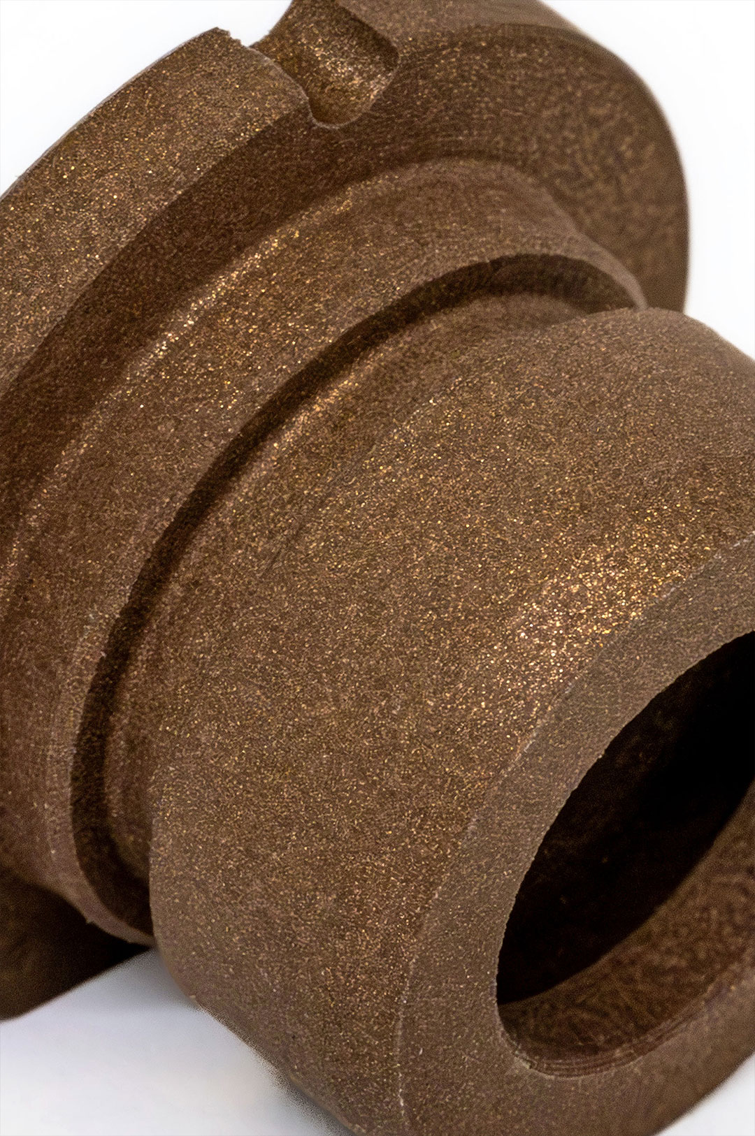 Ein Kunststoffbauteil aus dem Hochleistungskunststoff PTFE mit Bronze