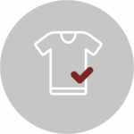 Icon eines T-Shirts auf einen grauen Kreis